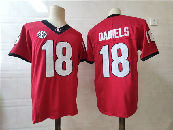Men Georgia Bulldogs #18 Daniels Red 2025 NCAA Jersey
